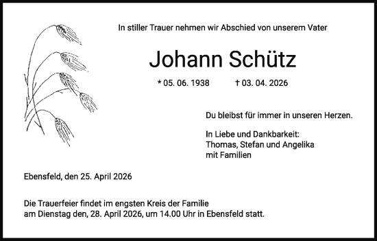 Anzeige von Johann Schütz von MGO