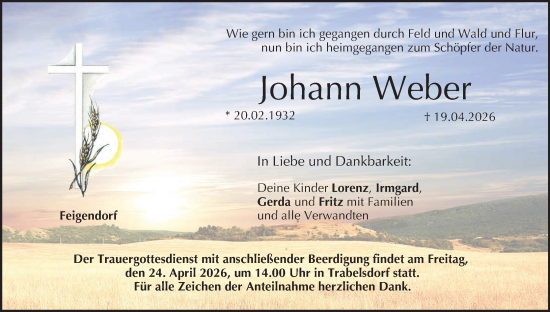 Anzeige von Johann Weber von MGO