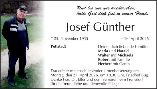 Anzeige von Josef Günther von MGO