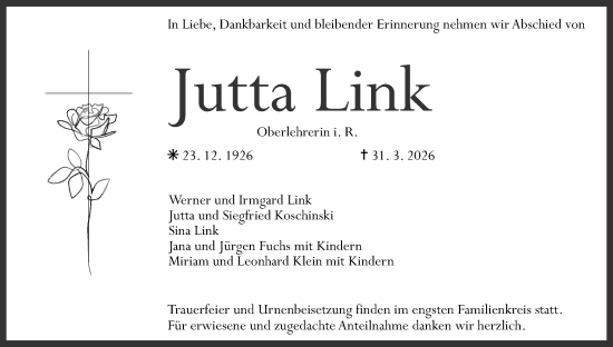 Anzeige von Jutta Link von MGO