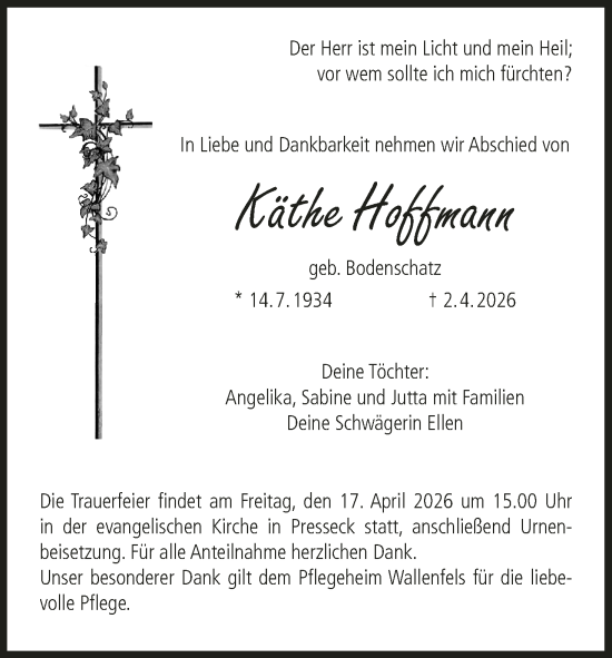 Anzeige von Käthe Hoffmann von MGO