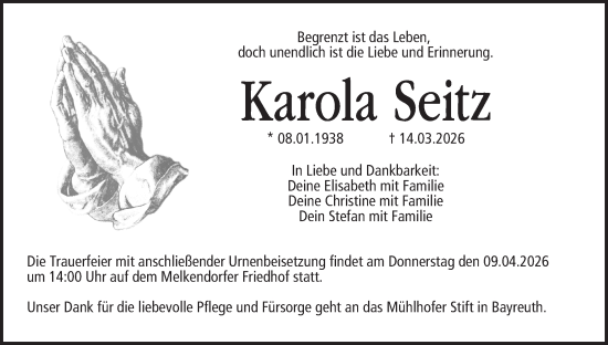 Anzeige von Karola Seitz von MGO
