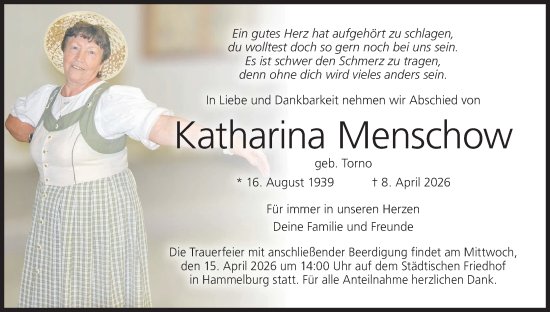 Anzeige von Katharina Menschow von MGO