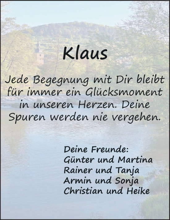 Anzeige von Klaus Franz von MGO