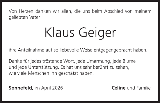 Anzeige von Klaus Geiger von MGO
