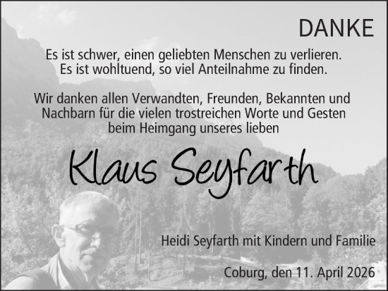 Anzeige von Klaus Seyfarth von MGO