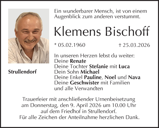 Anzeige von Klemens Bischoff von MGO