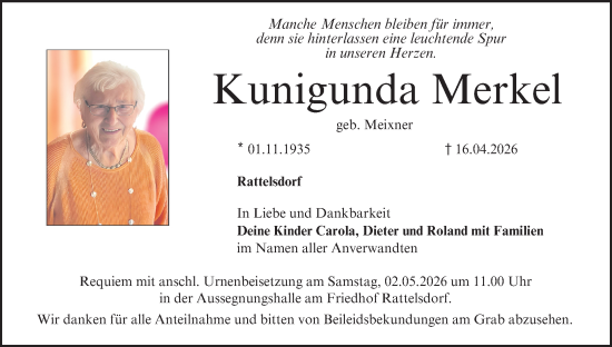 Anzeige von Kunigunda Merkel von MGO