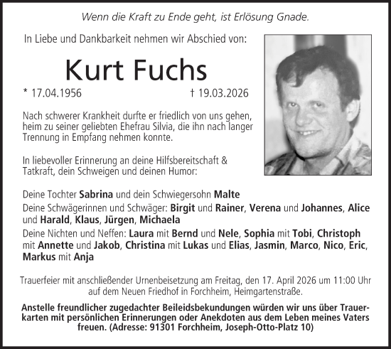 Anzeige von Kurt Fuchs von MGO
