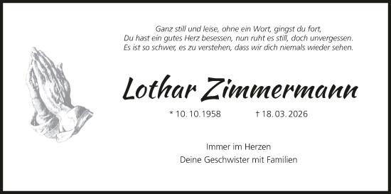 Anzeige von Lothar Zimmermann von MGO