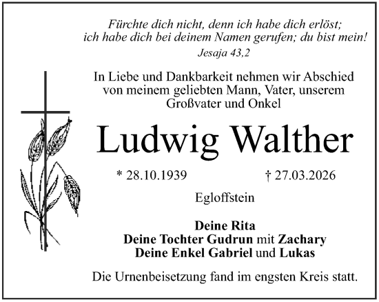 Anzeige von Ludwig Walther von MGO