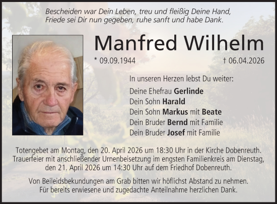 Anzeige von Manfred Wilhelm von MGO