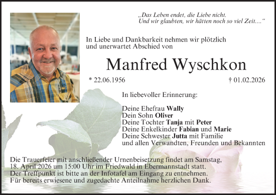 Anzeige von Manfred Wyschkon von MGO