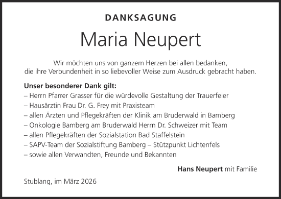 Anzeige von Maria Neupert von MGO