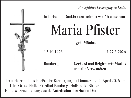 Anzeige von Maria Pfister von MGO
