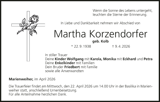 Anzeige von Martha Korzendorfer von MGO
