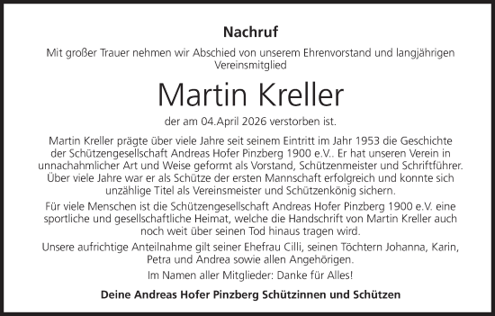 Anzeige von Martin Kreller von MGO