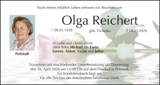 Anzeige von Olga Reichert von MGO
