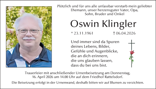 Anzeige von Oswin Klingler von MGO