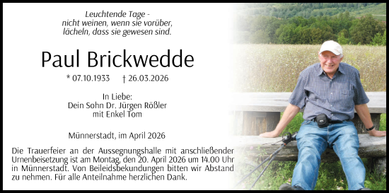 Anzeige von Paul Brickwedde von MGO