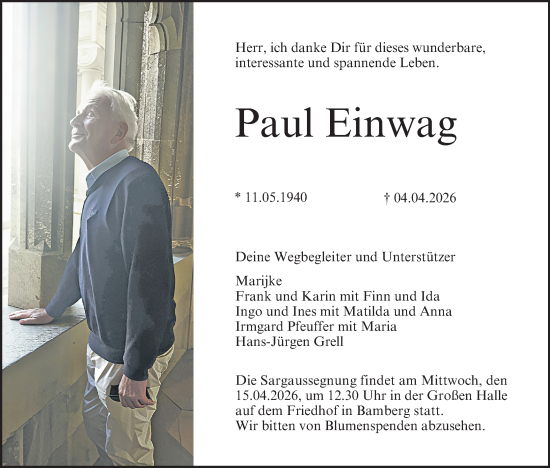 Anzeige von Paul Einwag von MGO