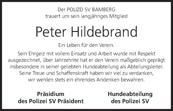 Anzeige von Peter Hildebrand von MGO