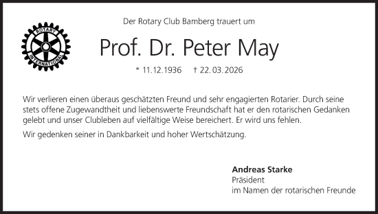 Anzeige von Peter May von MGO