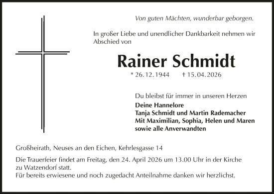 Anzeige von Rainer Schmidt von MGO