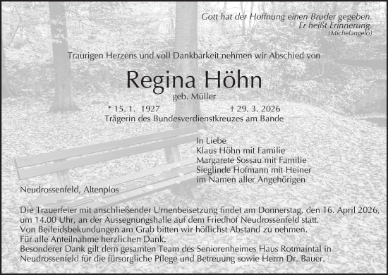 Anzeige von Regina Höhn von MGO