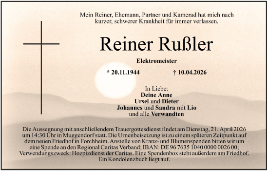 Anzeige von Reiner Rußler von MGO