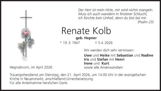 Anzeige von Renate Kolb von MGO