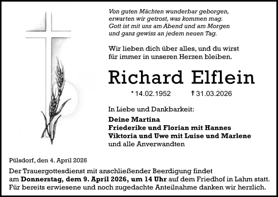 Anzeige von Richard Elflein von MGO