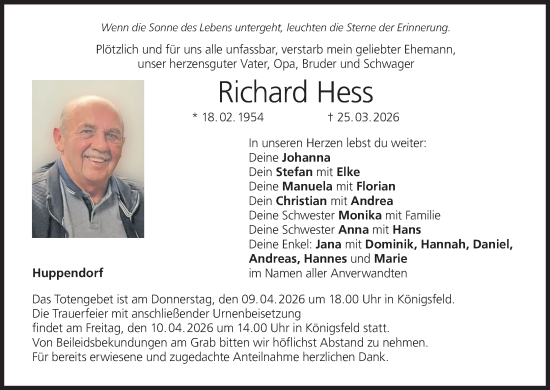 Anzeige von Richard Hess von MGO