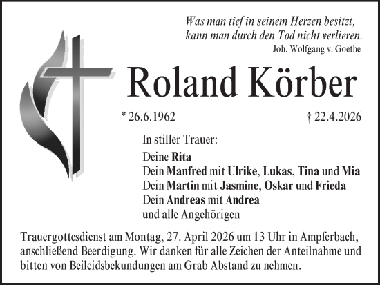 Anzeige von Roland Körber von MGO