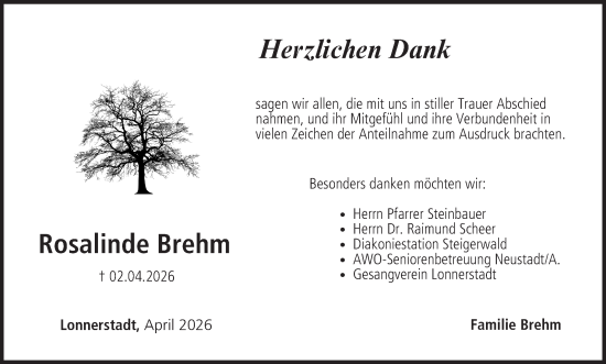 Anzeige von Rosalinde Brehm von MGO