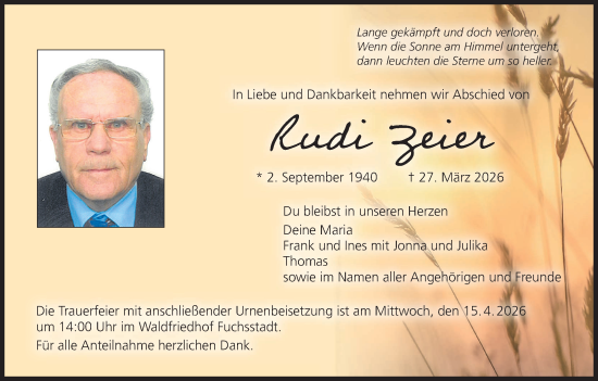 Anzeige von Rudi Zeier von MGO