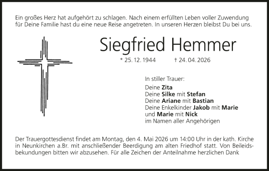 Anzeige von Siegfried Hemmer von MGO