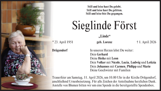 Anzeige von Sieglinde Först von MGO