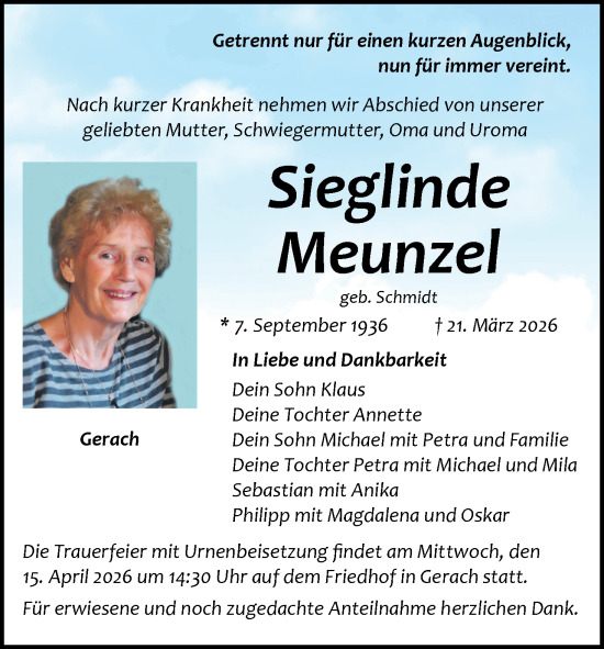 Anzeige von Sieglinde Meunzel von MGO