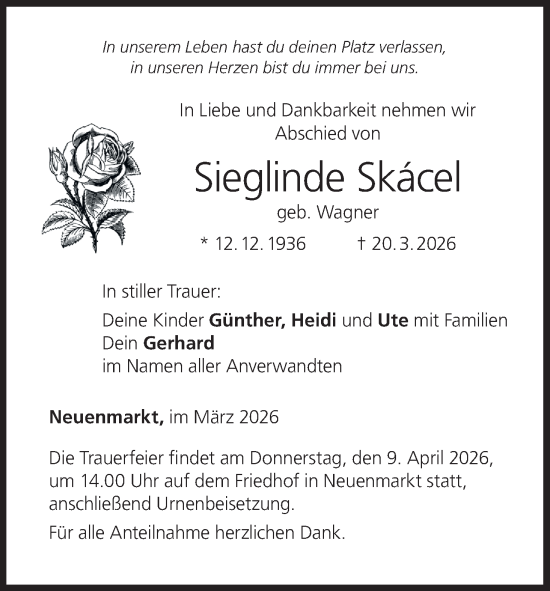 Anzeige von Sieglinde Skácel von MGO