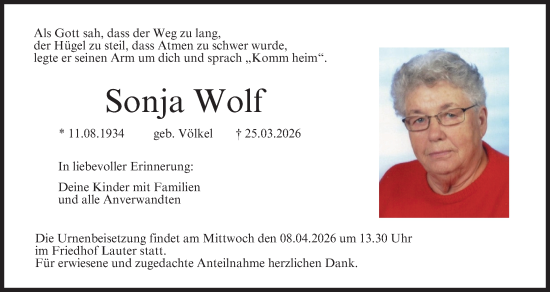 Anzeige von Sonja Wolf von MGO