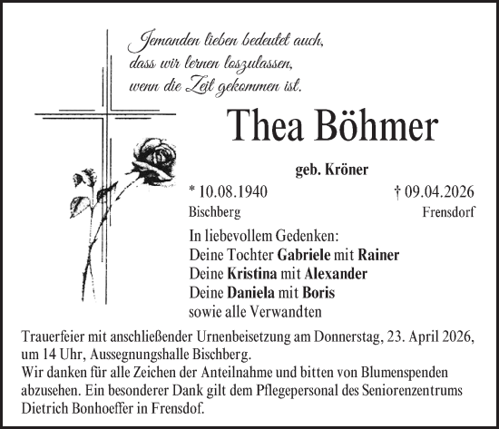 Anzeige von Thea Böhmer von MGO