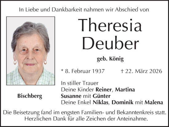 Anzeige von Theresia Deuber von MGO