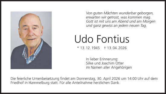 Anzeige von Udo Fontius von MGO