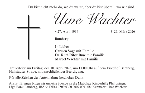 Anzeige von Uwe Wachter von MGO