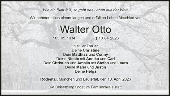 Anzeige von Walter Otto von MGO