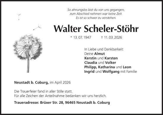 Anzeige von Walter Scheler-Stöhr von MGO