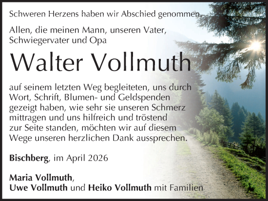 Anzeige von Walter Vollmuth von MGO