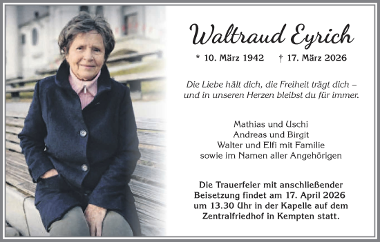 Anzeige von Waltraud Eyrich von MGO