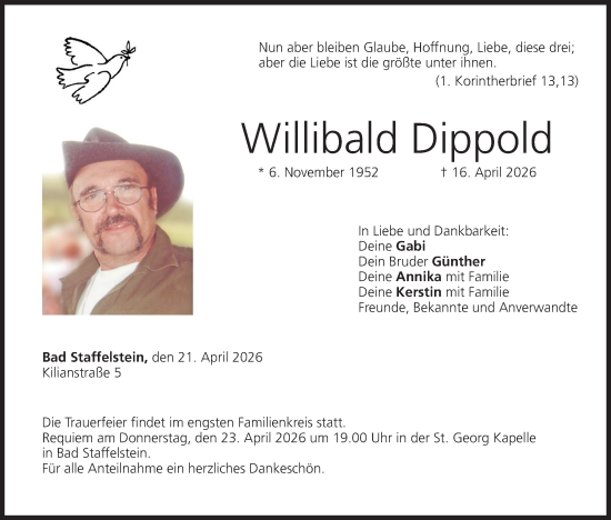 Anzeige von Willibald Dippold von MGO
